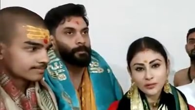 Mouni Roy and her husband Suraj Nambiar at the Mahakaleshwar Temple. Mouni Roy and her husband Suraj Nambiar at the Mahakaleshwar Temple.