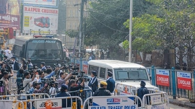 Police personnel and media persons wait outside Sealdah court ahead of RG Kar rape-murder case accused Sanjoy Roy's appearance, in Kolkata on Saturday. (ANI) Police personnel and media persons wait outside Sealdah court ahead of RG Kar rape-murder case accused Sanjoy Roy's appearance, in Kolkata on Saturday. (ANI)