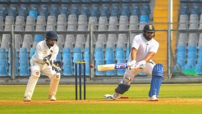 Mumbai: Indian cricketer Rohit Sharma bats during a practice session of Mumbai's Ranji Trophy team, at Wankhade Stadium. (PTI) Mumbai: Indian cricketer Rohit Sharma bats during a practice session of Mumbai's Ranji Trophy team, at Wankhade Stadium. (PTI)