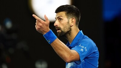 Serbia's Novak Djokovic gestures as he celebrates winning his third round match. (REUTERS)