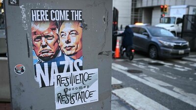 A poster showing US President-elect Donald Trump and billionaire Elon Musk is seen near the White House in Washington ahead of the inauguration of US President-elect Donald Trump. (AFP) A poster showing US President-elect Donald Trump and billionaire Elon Musk is seen near the White House in Washington ahead of the inauguration of US President-elect Donald Trump. (AFP)