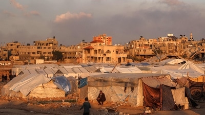 Israel's military operations in Gaza have resulted in over 46,000 Palestinian deaths, according to Gaza's health ministry, and have reduced large parts of the region to rubble. In pic: A man sits outside a tent at a camp for people displaced by conflict in Bureij in the central Gaza Strip on January 17, 2025 following the announcement of a truce amid the ongoing war between Israel and Hamas. (AFP) Israel's military operations in Gaza have resulted in over 46,000 Palestinian deaths, according to Gaza's health ministry, and have reduced large parts of the region to rubble. In pic: A man sits outside a tent at a camp for people displaced by conflict in Bureij in the central Gaza Strip on January 17, 2025 following the announcement of a truce amid the ongoing war between Israel and Hamas. (AFP)