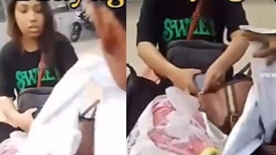 A viral video captured railway staff uncovering stolen bed sheets and towels in passengers' luggage. (Reddit/whoismayankk) A viral video captured railway staff uncovering stolen bed sheets and towels in passengers' luggage. (Reddit/whoismayankk)