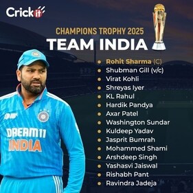 India's Champions Trophy 2025 squad India's Champions Trophy 2025 squad
