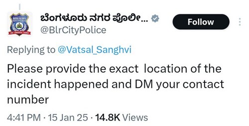 Bengaluru Police. (Screengrab (X))