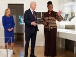 U.S. President Joe Biden and first lady Jill Biden listen to Tonya Matthews, President and CEO of International African-American Museum as they tour the International African American Museum in Charleston, South Carolina, U.S., January 19, 2025. (REUTERS)