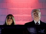 US President-elect Donald Trump and his wife, Melania Trump, view fireworks at Trump National Golf Club Washington DC.