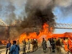 Mahakumbh fire: Smoke billows out after a fire broke out in a camp during Mahakumbh in Prayagraj on January 19. Mahakumbh fire: Smoke billows out after a fire broke out in a camp during Mahakumbh in Prayagraj on January 19.