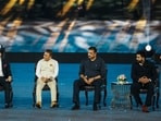 Sunil Gavaskar, Ravi Shastri and Indian ODI captain Rohit Sharma during the 50th anniversary celebrations of the Wankhade Stadium, in Mumbai, Sunil Gavaskar, Ravi Shastri and Indian ODI captain Rohit Sharma during the 50th anniversary celebrations of the Wankhade Stadium, in Mumbai,