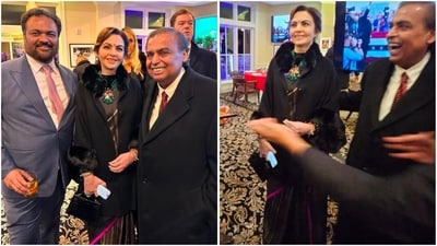 Mukesh Ambani and Nita Ambani attended a pre-swearing-in dinner for US President-elect Donald Trump in Washington DC. (Instagram) Mukesh Ambani and Nita Ambani attended a pre-swearing-in dinner for US President-elect Donald Trump in Washington DC. (Instagram)