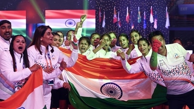 The Indian women's team celebrates after winning the Kho Kho World Cup 2025, at Indira Gandhi Indoor Stadium in New Delhi on Sunday (Mohd Zakir ) The Indian women's team celebrates after winning the Kho Kho World Cup 2025, at Indira Gandhi Indoor Stadium in New Delhi on Sunday (Mohd Zakir )