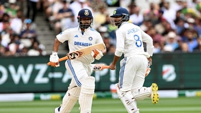 India's batsman Rishabh Pant (L) and teammate Ravindra Jadeja (R) take a single on the third day of the fourth cricket Test match between Australia and India at the Melbourne Cricket Ground (AFP) India's batsman Rishabh Pant (L) and teammate Ravindra Jadeja (R) take a single on the third day of the fourth cricket Test match between Australia and India at the Melbourne Cricket Ground (AFP)