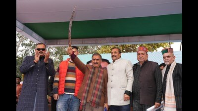 Himachal chief minister Sukhvinder Singh Sukhu during an event in Nurpur of Kangra district on Sunday . (HT photo) Himachal chief minister Sukhvinder Singh Sukhu during an event in Nurpur of Kangra district on Sunday . (HT photo)