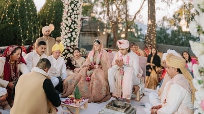 India's ace javelin star Neeraj Chopra got married to Himani Mor and shared the images of the ceremony on his social media accounts. (X/@Neeraj_chopra1) India's ace javelin star Neeraj Chopra got married to Himani Mor and shared the images of the ceremony on his social media accounts. (X/@Neeraj_chopra1)