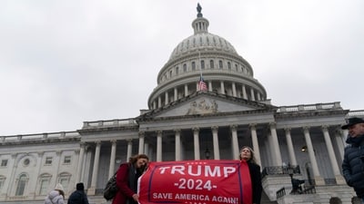 Supporters of President-elect Donald Trump take pictures as they celebrate outside of the U.S. Capitol, Sunday, Jan. 19, 2025, in Washington. (AP Photo) Supporters of President-elect Donald Trump take pictures as they celebrate outside of the U.S. Capitol, Sunday, Jan. 19, 2025, in Washington. (AP Photo)
