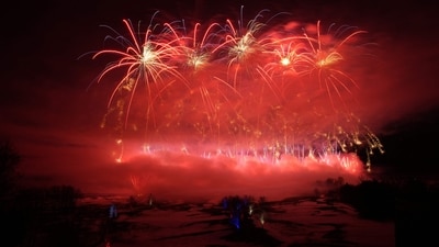 STERLING, VIRGINIA - JANUARY 18: Fireworks are seen at President-elect Donald Trump's private party and fireworks show at Trump National Golf Club on January 18, 2025 in Sterling, Virginia. Trump has arrived in the Washington, DC region ahead of his inauguration ceremony on January 20 which has been moved inside the U.S. Capitol as temperatures are expected to be the coldest in forty years. Andrew Harnik/Getty Images/AFP (Photo by Andrew Harnik / GETTY IMAGES NORTH AMERICA / Getty Images via AFP) (Getty Images via AFP) STERLING, VIRGINIA - JANUARY 18: Fireworks are seen at President-elect Donald Trump's private party and fireworks show at Trump National Golf Club on January 18, 2025 in Sterling, Virginia. Trump has arrived in the Washington, DC region ahead of his inauguration ceremony on January 20 which has been moved inside the U.S. Capitol as temperatures are expected to be the coldest in forty years. Andrew Harnik/Getty Images/AFP (Photo by Andrew Harnik / GETTY IMAGES NORTH AMERICA / Getty Images via AFP) (Getty Images via AFP)
