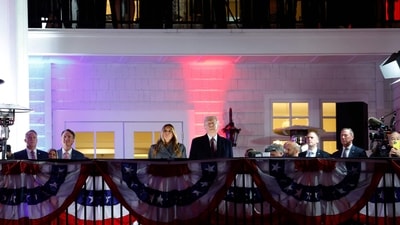 US President-elect Donald Trump and wife Melania Trump attend a private party and fireworks show at Trump National Golf Club on January 18 in Sterling, Virginia. (Getty Images via AFP) US President-elect Donald Trump and wife Melania Trump attend a private party and fireworks show at Trump National Golf Club on January 18 in Sterling, Virginia. (Getty Images via AFP)