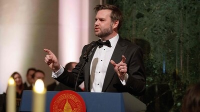 WASHINGTON, DC - JANUARY 18: U.S. Vice President-elect JD Vance attends the Vice Presidential Dinner at the National Gallery of Art on January 18, 2025 in Washington, DC. The Trump-Vance Inauguration Committee organized the fundraising dinner at the National Gallery of Art to be held two days before former President Donald Trump's second inauguration. Eric Thayer/Getty Images/AFPon January 18, 2025 in Washington, DC. (Photo by Eric Thayer/Getty Images) (Photo by Eric Thayer / GETTY IMAGES NORTH AMERICA / Getty Images via AFP) (Getty Images via AFP) WASHINGTON, DC - JANUARY 18: U.S. Vice President-elect JD Vance attends the Vice Presidential Dinner at the National Gallery of Art on January 18, 2025 in Washington, DC. The Trump-Vance Inauguration Committee organized the fundraising dinner at the National Gallery of Art to be held two days before former President Donald Trump's second inauguration. Eric Thayer/Getty Images/AFPon January 18, 2025 in Washington, DC. (Photo by Eric Thayer/Getty Images) (Photo by Eric Thayer / GETTY IMAGES NORTH AMERICA / Getty Images via AFP) (Getty Images via AFP)