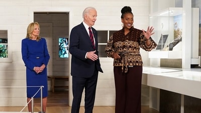 U.S. President Joe Biden and first lady Jill Biden listen to Tonya Matthews, President and CEO of International African-American Museum as they tour the International African American Museum in Charleston, South Carolina, U.S., January 19, 2025. (REUTERS)