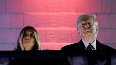 US President-elect Donald Trump and his wife, Melania Trump, view fireworks at Trump National Golf Club Washington DC. (REUTERS)