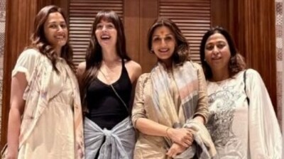 Dakota Johnson visits Sabyasachi store in Mumbai with Gayatri Joshi and Sonali Bendre. Dakota Johnson visits Sabyasachi store in Mumbai with Gayatri Joshi and Sonali Bendre.