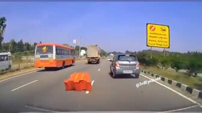 Safety cone in the middle of Bengaluru - Mysuru expressway causes safety concerns. (Pic for representation)