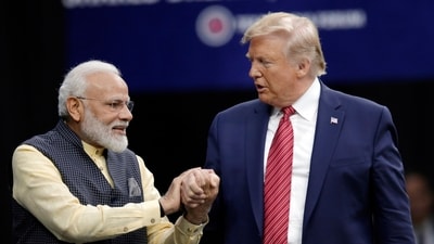 File image: Prime Minister Narendra Modi and Donald Trump shake hands after introductions during the "Howdi Modi" event, Sept. 22, 2019, at NRG Stadium in Houston. (AP) File image: Prime Minister Narendra Modi and Donald Trump shake hands after introductions during the "Howdi Modi" event, Sept. 22, 2019, at NRG Stadium in Houston. (AP)