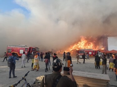 Mahakumbh fire:  The fire broke out in Sector 19 of Mahakumbh tent city. (HT photo)
