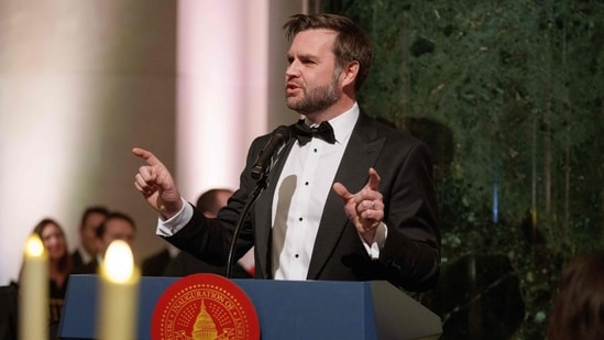 WASHINGTON, DC - JANUARY 18: U.S. Vice President-elect JD Vance attends the Vice Presidential Dinner at the National Gallery of Art on January 18, 2025 in Washington, DC. The Trump-Vance Inauguration Committee organized the fundraising dinner at the National Gallery of Art to be held two days before former President Donald Trump's second inauguration. Eric Thayer/Getty Images/AFPon January 18, 2025 in Washington, DC. (Photo by Eric Thayer/Getty Images) (Photo by Eric Thayer / GETTY IMAGES NORTH AMERICA / Getty Images via AFP)(Getty Images via AFP)