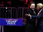 U.S. President-elect Donald Trump greets Tesla CEO and X owner Elon Musk during a rally the day before Trump is scheduled to be inaugurated for a second term, in Washington, U.S., January 19, 2025.