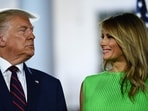 (FILES) US First Lady Melania Trump smiles to US President Donald Trump atthe conclusion of the final day of the Republican National Convention (Photo by Brendan Smialowski / AFP) (FILES) US First Lady Melania Trump smiles to US President Donald Trump atthe conclusion of the final day of the Republican National Convention (Photo by Brendan Smialowski / AFP)