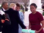 Michelle Obama was caught in an awkward moment when Melania Trump handed her an unexpected gift on Donald Trump's 2017 inauguration.