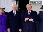Melania Trump and Donald Trump meet with U.S. President Joe Biden and first lady Jill Biden at the White House.