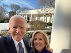 Joe Biden's last selfie with wife Jill Biden at the White House as his term ends. Joe Biden's last selfie with wife Jill Biden at the White House as his term ends.