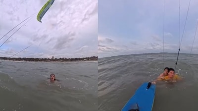 Brazilian kitesurfer Bruno Lubo rescued a teenage girl, who was drowning. Brazilian kitesurfer Bruno Lubo rescued a teenage girl, who was drowning.