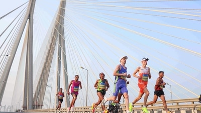 Participants run in the Tata Mumbai Half Marathon 2025, at Bandra-Worli Sea Link in Mumbai on Sunday. (ANI Photo) Participants run in the Tata Mumbai Half Marathon 2025, at Bandra-Worli Sea Link in Mumbai on Sunday. (ANI Photo)