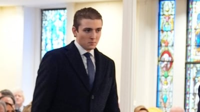Barron Trump captured attention during his father's inauguration church service with a polished look. AP/PTI(AP01_20_2025_000273B) (AP) Barron Trump captured attention during his father's inauguration church service with a polished look. AP/PTI(AP01_20_2025_000273B) (AP)