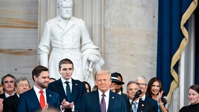 Barron Trump attends the 60th Presidential Inauguration in the Rotunda of the U.S. Capitol in Washington, Monday, Jan. 20. (AP) Barron Trump attends the 60th Presidential Inauguration in the Rotunda of the U.S. Capitol in Washington, Monday, Jan. 20. (AP)