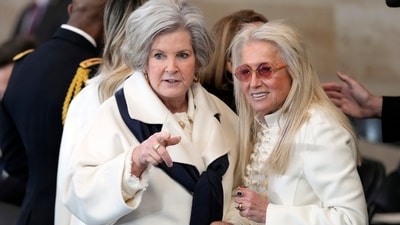 Susie Wiles and Miriam Adelson arrive before the 60th Presidential Inauguration in the Rotunda of the U.S. Capitol in Washington, Monday, Jan. 20, 2025. (AP) Susie Wiles and Miriam Adelson arrive before the 60th Presidential Inauguration in the Rotunda of the U.S. Capitol in Washington, Monday, Jan. 20, 2025. (AP)