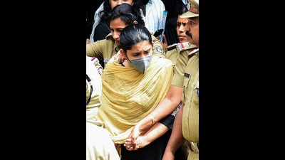 Accused SS Greeshma comes out of Neyyattinkara Additional District Sessions Court after the pronouncement of the verdict, in Thiruvananthapuram. (ANI PHOTO) Accused SS Greeshma comes out of Neyyattinkara Additional District Sessions Court after the pronouncement of the verdict, in Thiruvananthapuram. (ANI PHOTO)