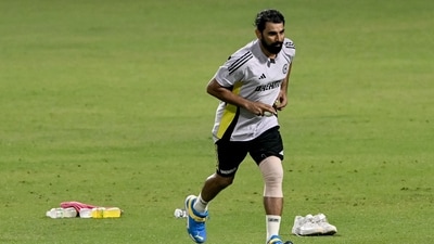 India's Mohammed Shami bowls in the nets during a practice session ahead of the 1st T20I in Kolkata (AFP)