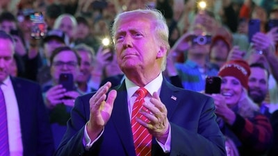 FILE PHOTO: US President-elect Donald Trump arrives to attend a rally the day before he is scheduled to be inaugurated for a second term, in Washington, (REUTERS)