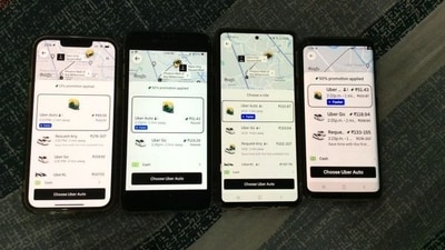 A Delhi entrepreneur's Uber pricing experiment revealed fare discrepancies based on device platform and battery levels. (X/@merishabh_singh) A Delhi entrepreneur's Uber pricing experiment revealed fare discrepancies based on device platform and battery levels. (X/@merishabh_singh)