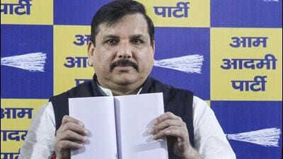 Sanjay Singh at a press conference at the AAP office in New Delhi on Monday. (PTI) Sanjay Singh at a press conference at the AAP office in New Delhi on Monday. (PTI)