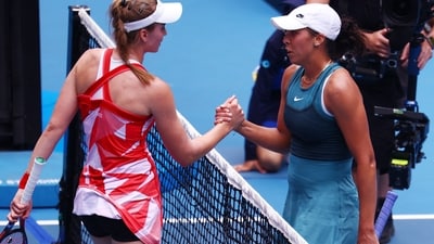 Madison Keys of the U.S. shakes hands with Kazakhstan's Elena Rybakina after winning her fourth round match (REUTERS)