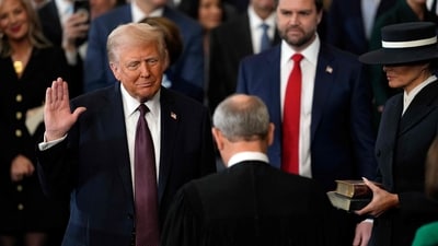 Donald Trump is sworn in as the 47th US President in the US Capitol Rotunda in Washington, DC, on January 20, 2025. (AFP) Donald Trump is sworn in as the 47th US President in the US Capitol Rotunda in Washington, DC, on January 20, 2025. (AFP)