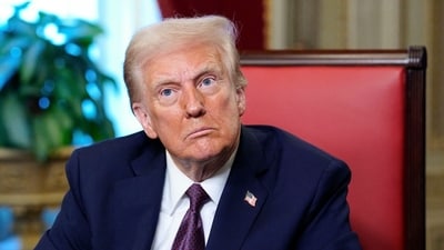 US President Donald Trump during a signing ceremony in the President's Room during the 60th presidential inauguration at the US Capitol in Washington, DC, US, on Monday, Jan. 20, 2025. President Donald Trump launched his second term with a strident inaugural address that vowed to prioritize Americas interests with a "golden age" for the country, while taking on "a radical and corrupt establishment." Photographer: Melina Mara/The Washington Post/Bloomberg (Bloomberg)