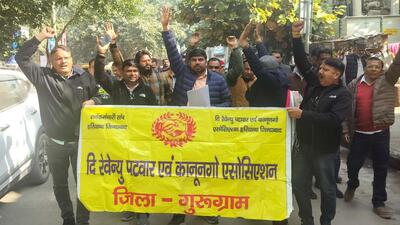The protest on Monday. (Parveen Kumar/HT Photo) The protest on Monday. (Parveen Kumar/HT Photo)