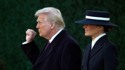 President-elect Donald Trump gestures as he walks with his wife Melania after a church service at St. John's Episcopal Church across from the White House in Washington, Monday, Jan. 20, 2025, on Donald Trump's inauguration day. (AP Photo/Matt Rourke) (AP) President-elect Donald Trump gestures as he walks with his wife Melania after a church service at St. John's Episcopal Church across from the White House in Washington, Monday, Jan. 20, 2025, on Donald Trump's inauguration day. (AP Photo/Matt Rourke) (AP)
