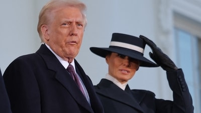 Melania Trump's stunning look sparked buzz online, with one admirer saying on X “Dark MAGA Melania is hard core.” (REUTERS)